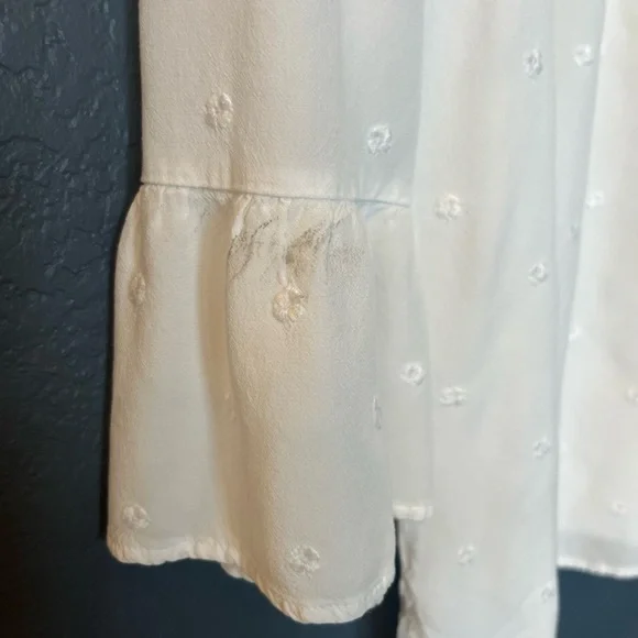 Loft Womens White Peasant Crew Neck Long Sleeve Tunic Blouse Top Size 18 - Picture 4 of 7